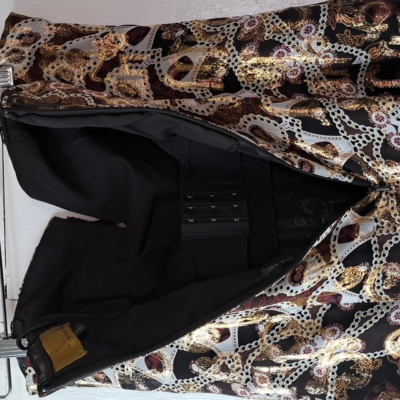 Nicole Miller Silk & Gold Lurex Strapless Mini Dress SZ 6 - Picture 15 of 16